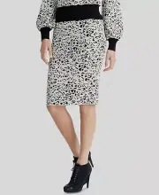 $295 Rachel Rachel Roy Womens Beige Leopard-Print Pencil Pull-On Sweater Skirt M
