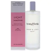 Aromaworks Light Room and Linen Mist - Basil and Lime by Aromaworks for Unisex - 3.4 oz Room Spray