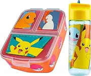 Pokemon Lunch Box for Children with Compartments & Water Bottle for School, Nursery