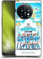 Head Case Designs Officially Licensed Manchester City Man City FC Team Poster 2023 Champions Soft Gel Case Compatible with OnePlus 11 5G