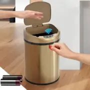 Smart Trash Can 3.5 Gallon Stainless Steel Garbage Can with Automatic Packagi...
