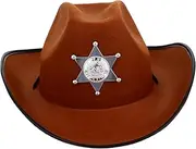 [Holibanna] Hexagonal Star Badge Cowboy Hat Felt Cap Purple Cowgirl Sun Hat Comfortable Outdoor Visor