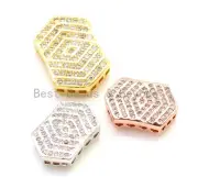 CZ Micro Pave Irregular Hexagon Tassel Head Beads, Cubic Zirconia Spacer Beads,