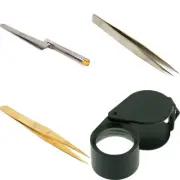 Cross Locking Tweezers Swiss Precision Brass Anti-Magnetic Forceps Loupe Set