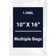 1.5Mil 10" X 16" | LDPE Clear Flat Poly Bags, Flexible & Durable | Multiple Bags