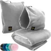MasterManner Travel Blanket Airplane Compact with Hoodie – 2in1 Airplane