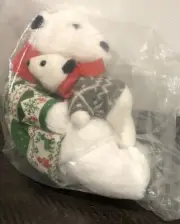 Polar Bear Mom with Cub Plush Mom Babies Winter Sweater