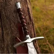 Hand Made Damascus Steel Viking Sword Battle Ready Sword With Leather Shealth