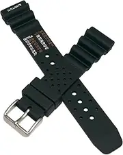 [Watch Strap World] Watchstrapworld SC20-01-0085P - 20 mm Black PU NDL Rubber Watch Strap Compatible with Seiko/Citizen/Orient/Casio and Other Divers Watches, strap
