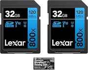 Lexar 32GB Professional 633x SDHC Class 10 UHS-I/U1 Memory Card 2-Pack Bundle