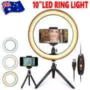 10" Dimmable LED Ring Light Tripod & Stand for TikTok Phone Makeup Live Selfie