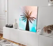 Palm Trees & Blue Pink Sky Scenery Stretched Canvas 40x50cm Print