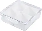 1 Pcs Divided Serving Tray with Lid and Handle, Snack Platters Organizer, Fruit Tray, 4 Plastic Compartment Platters, Reusable Spice Storage Container, Suitable for Nuts, Fruits, Snacks Storage