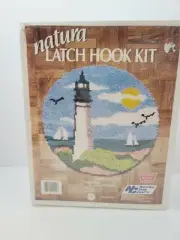 Natura Latch Hook Kit. LIGHTHOUSE, CAPE COD. ROUND 23". National Yarn Crafts New