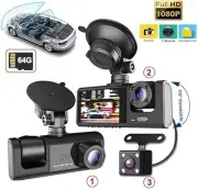 3 Channel Dash Cam for Car Camera Video Recorder Dashcam DVRs Black Box Dual Len
