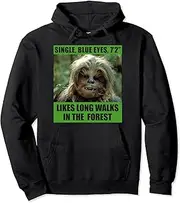 [STAR WARS] Chewbacca Single Blue Eyes Likes Long Walks Pullover Hoodie