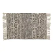 Woven Rugs Collection Hand-Loomed with Fringe, 2x3', Gray Textured