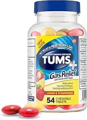 Tums Chewy Bites with Gas Relief, Lemon & Strawberry, 54 Chewable Tablets