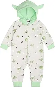 [STAR WARS] Baby Boys Baby Yoda New Born Infant Long Sleeve Hooded Romper Bodysuit Printed 24 months