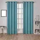 Sateen 52 in. W x 84 in. L Woven Blackout Grommet Top Curtain Panels in Teal