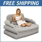 Versatile Inflatable Sofa Bed with Built-in Cupholder & Backrest for Camping