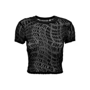 [Versace Jeans Couture] Versace Jeans Couture Logo-print Mesh Top XS BLACK