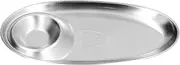 Chips and Dip Plates, 304 Stainless Steel Snack Plate, Versatile Silver Oval Divided Tray for s, Condiments, and Snacks, Ideal for Home, Outdoor, Camping, and Parties (L)
