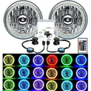 5-3/4 IR RGB COB Multi-Color Change Halo Angel Eye Shift H4 LED Headlights Pair (for: Fiat)