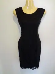 *SEED HERITAGE* STUNNING BLACK SOFT STRETCHY LACE-OVERLAY DRESS sz8 NWT!!