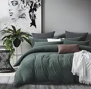 Gioia Casa 100% Jersey Cotton Quilt Cover Set - Ultra Soft, Comfy, Luxurious Duvet Cover - Hypoallergenic, Breathable Quilt Cover Set for Bedding - Forest Green - Super King Size