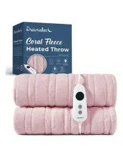 [Dreamaker] Coral Fleece Electric Heated Throw Blanket in Blush