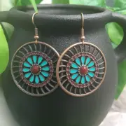 2” Bronze-tone Earring Set Bohemian Retro Dangle Drop Hook New Free Ship 9970