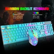 Computer Gaming Keyboard and Mouse Set With Rainbow LED full size USB Wireless