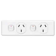 Clipsal Classic C2000 Series Powerpoint Twin Skirting 10A White - C2016/2-WE