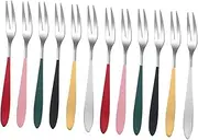 MAGICLULU 12Pcs Stainless Steel Mini Food Forks Stylish Snack Dessert Forks for Appetizers Fruit Cake for Parties Cafes and Home Use