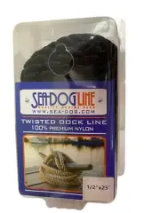 SEADOG Black Nylon Twisted Dock Line 1/2"x 25' Part# 301112025BK-1