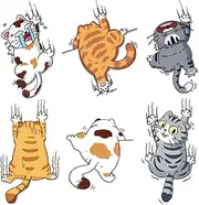 6 PCS Cat Car Stickers,Scratch Cat Vinyl Car Sticker,Cute Cats Scratch Cover Funny Bumper Decal,Cartoon Cat Car Sticker for Cars,Truck,Motorcycle,Windows,Refrigerators,Laptops