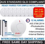 12 Pack Paired Wireless Interconnected Photoelectric Smoke Alarm 10-Yr Battery