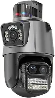 12MP PTZ IP Camera WiFi 8X Digital Zoom Outdoor Dual Screens Auto Tracking CCTV Surveillance Camera(U/K,12MP Add 64G Card)