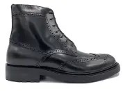 $1,500 Saint Laurent Wingtip Black Leather Army Boots size US 12, Made in Italy