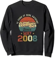 [X.Style] Vintage Since May 2008 Retro 15th Birthday 15 Yrs Old Sweatshirt ds1500 Sweater (S) Black