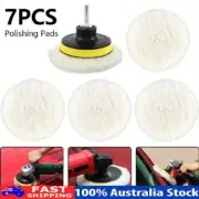 7Pcs 3Inch Buffing Wheel for Drill Lambs Wool Hook Loop Wool Polishing Pad Set