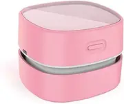 ODISTAR Desktop Vacuum Cleaner,Mini Table dust Sweeper Energy Saving,High Endurance up to 400 mins,Cordless&360º Rotatable Design for Cleaning Hairs,Crumbs,Computer Keyboard (Pink Charging)