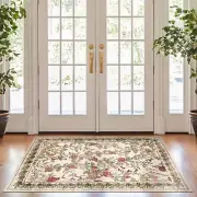 jinchan Floral Washable Area Rug 3x5 Entryway Rug Vintage Spring Lightweight ...