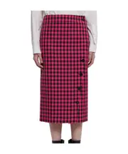 Buckle plaid skirt FR40 Red