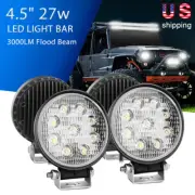 Nilight 4PCS 27W Round Flood LED Work Light Bar Offroad Fog Lamps Trucks Tractor