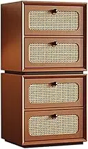 GUAWJRZDP Storage Cabinet, Retro Drawer Chest, Wood Chest of Drawers, Drawers Storage with Rattan Decoration, Multifunctional Chest of Drawers, for Bedroom, Living Room, Rustic Brown(2cabinet)