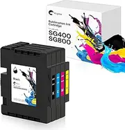 Hiipoo SG400 Ink Cartridge Sublimation Compatible for Sawgrass Virtuoso SG400 SG800 Printer, Latest Upgraded Chip(4-Pack, BK/CY/M/Y)