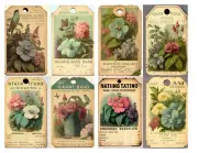 Vintage Inspired Flower Tags Junk Journal Crafts Scrapbook