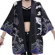 Porgeel Yukata Women White Black Loose Men and Women Harajuku Cardigan Japanese Kimono Fashion Asia Summer Blouse